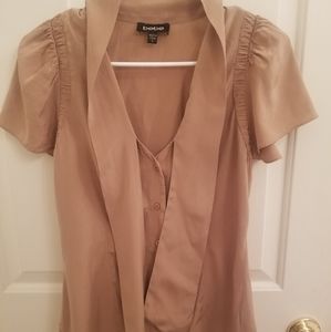 Tan short sleeve blouse
